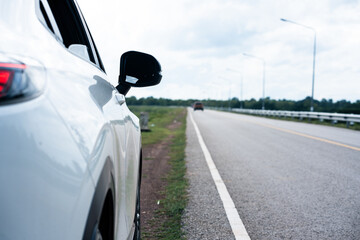 Journey on a serene highway car travel experience open road realistic view calm atmosphere