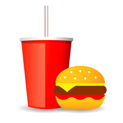 Cola drink and burger vector cartoon