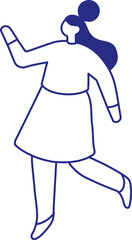 Silhouette of Woman Dancing in Celebration isometric chararcter isolated on white background