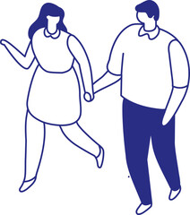 Illustration of Couple Holding Hands Walking Together isometric chararcter isolated on white background
