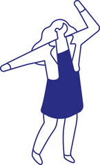 Illustration of a Woman Dancing Silhouette isometric chararcter isolated on white background