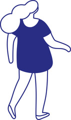 Illustration of Woman Walking in Blue isometric chararcter isolated on white background