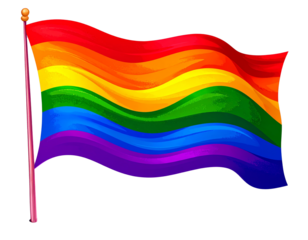 Waving rainbow LGBT flag isolated on png or transparent background, Symbol of LGBT ga