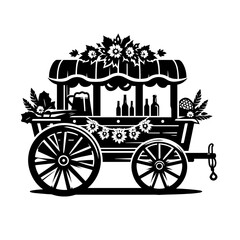Fototapeta premium Vintage beer cart illustration in black and white for events