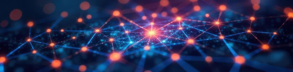 Fototapeta premium Interconnected nodes and lines forming a complex web, symbolizing mental health research , scientific research, Mental health research