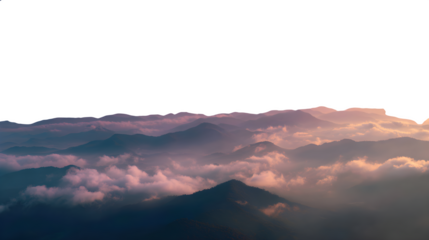 Scenic aerial view of sunset over mountain range with dramatic sky