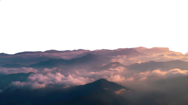 Scenic aerial view of sunset over mountain range with dramatic sky