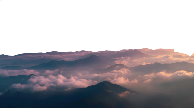 Scenic aerial view of sunset over mountain range with dramatic sky