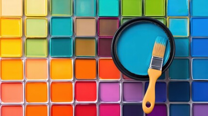 Colorful paint palette with teal, perfect for art or design inspiration