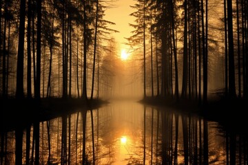 Forest silhouette photography landscape sunlight outdoors.