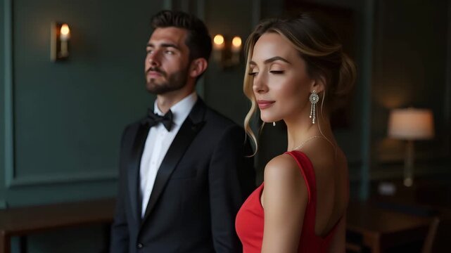 Elegant Prom Night Dress Code Visuals: Showcase Formal Fashion Trends, Sophisticated Styling, and Upscale Attire for School Celebrations - Photo Stock Concept with Empty Space