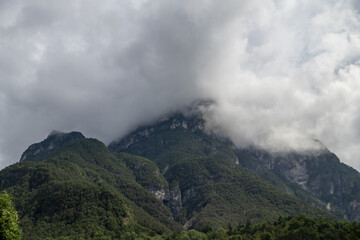 clouds in the mountains