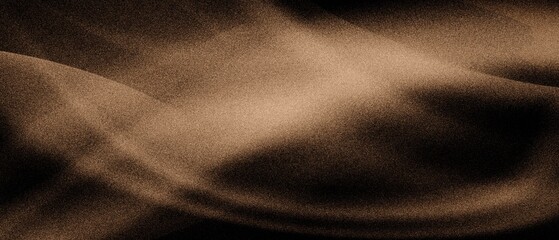 Abstract brown waves grainy background design with gradient shape on dark noise texture backdrop, dusty scanned gain noise overlay, vibrant banner cover poster design