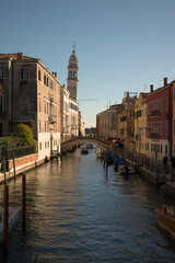 Naklejka premium View of San Giorgio dei Greci Church from Venetian canal