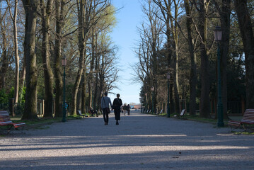 Naklejka premium People walking on Viale Giuseppe Garibaldi in Venice