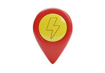 Isolated pointer with lightning bolt design for energy efficiency or electricity