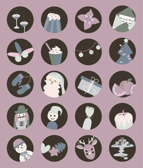 Round Christmas stickers labels