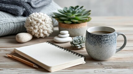 Cozy autumn morning, coffee, and journal.
