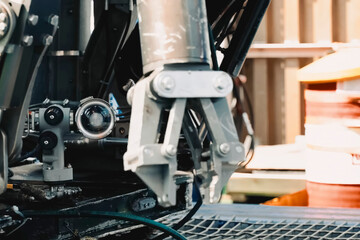 Fototapeta premium Deep-sea robotic manipulator for technical work on wellhead underwater on an oil drilling offshore platform.