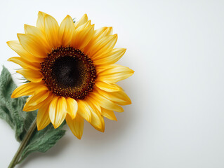 Fototapeta premium Bright Sunflower on White Background with Copy Space