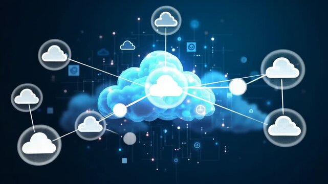 Image depicting advanced cloud infrastructure management with state of the art monitoring systems and optimized digital tools ensuring high availability and secure IT operations in  Photo Stock  Conce