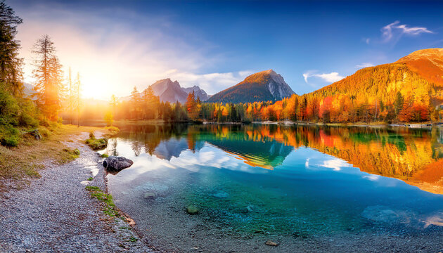 Fototapeta Bergsee im Herbst in den Bergen 