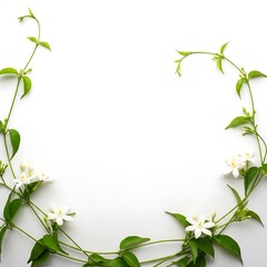 Floral frame with jasmine flowers and leaves