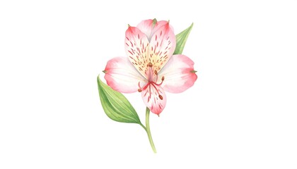 Watercolor alstroemeria flower