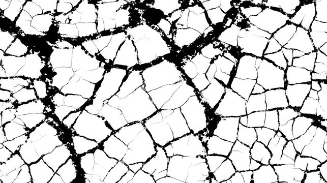 クラック模様が印象的な白黒ひび割れテクスチャ（背景 アート デザイン）