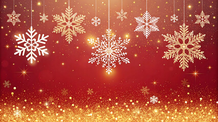 Festive Christmas Background with Snowflakes and Sparkling Lights
