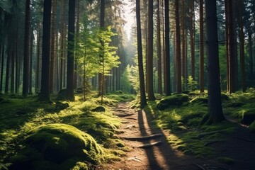 Fototapeta premium Nature background forest landscape sunlight.