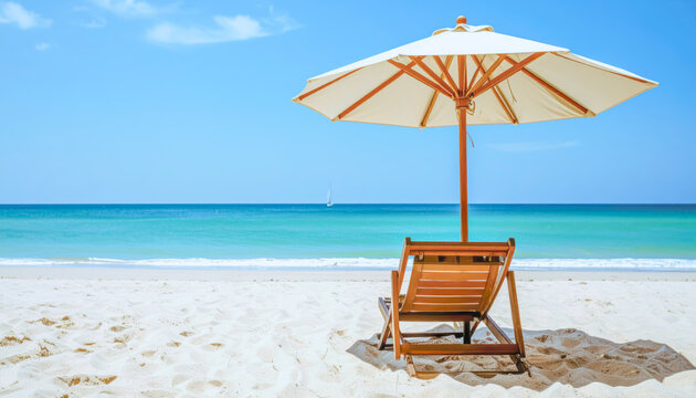 beach summer scene with chair and umberella 