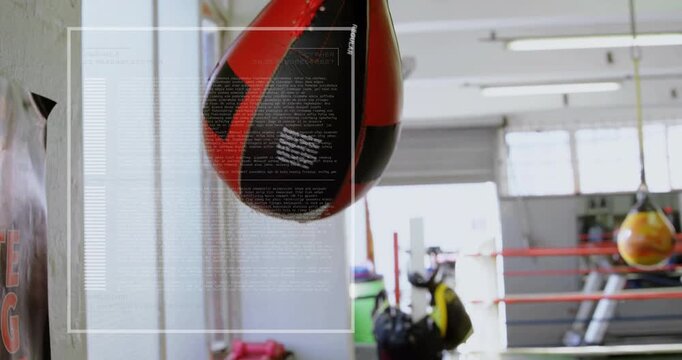 Boxer initiating strike on speed bag causing rhythmic swings demonstrating training routine