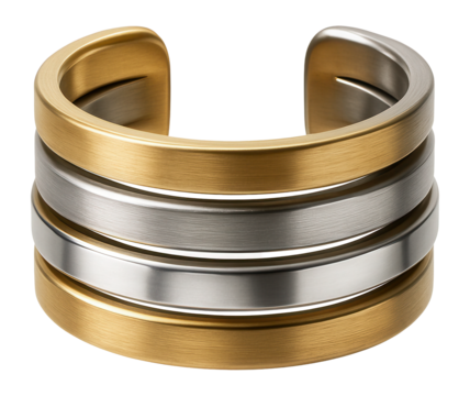 Layered ear cuff with mixed metal finishes and varying thickness