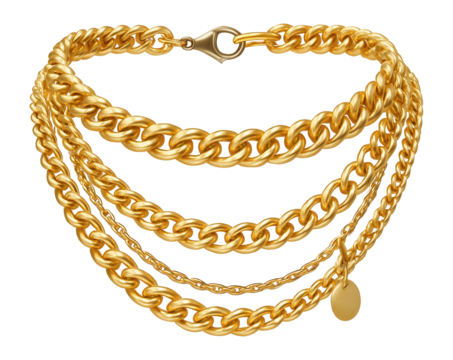 Choker-style chain necklace with layered chain strands