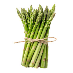 Fresh green asparagus bunch isolated on transparent background, a healthy and nutritious vegetable for cooking