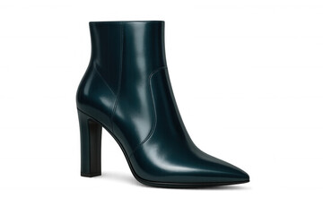 Stylish green ankle boot isolated on transparent background, ideal for fashion mockups, designs, and creative projects