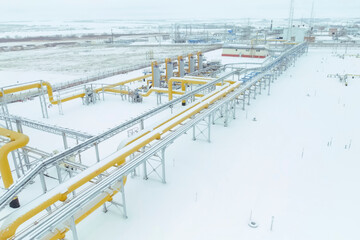 block of gas cleaning vessels at a gas treatment plant for the production of liquefied natural gas.