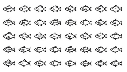 Fototapeta premium Various fish line art