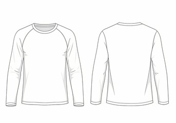 Long Sleeve Shirt Mockup Technical Drawing