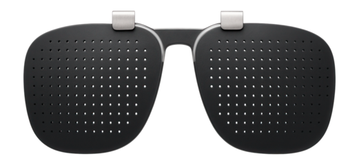 Frameless pinhole clip-on insert for standard eyeglass frames in matte charcoal