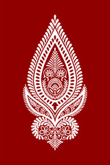 Mandala design on red background. Mehndi tattoo design.