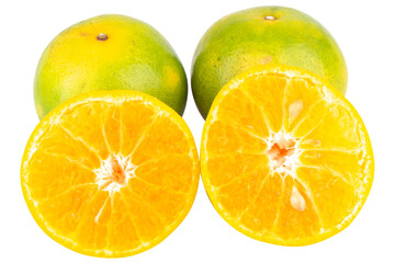 tangerine slice on white background