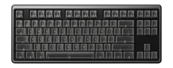 Wireless mechanical keyboard with transparent keycaps and side-printed legends