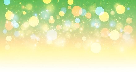 A vibrant and festive background with a bokeh effect, featuring glowing orbs of yellow, green, orange, and blue, creating a magical and celebratory atmosphere