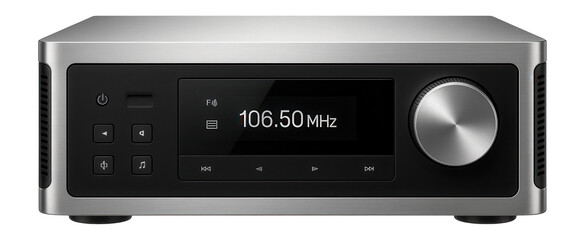 Integrated stereo receiver with digital radio tuner and multi-zone audio output