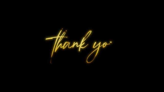 Thank you message in a golden script font style, suitable for greeting cards, posters, social media graphics, and invitations.