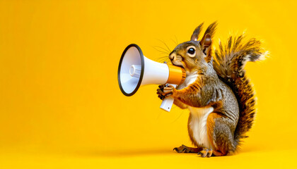 Squirrel Holding Megaphone With Copy