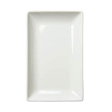 Rectangular White Plate with Smooth Surface and Clean Design Isolated on Transparent Background