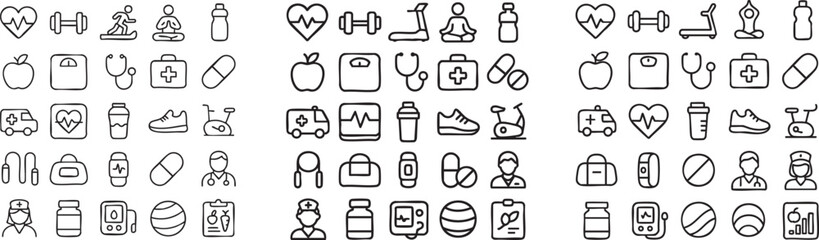 Health and Wellness Icons Set 1.